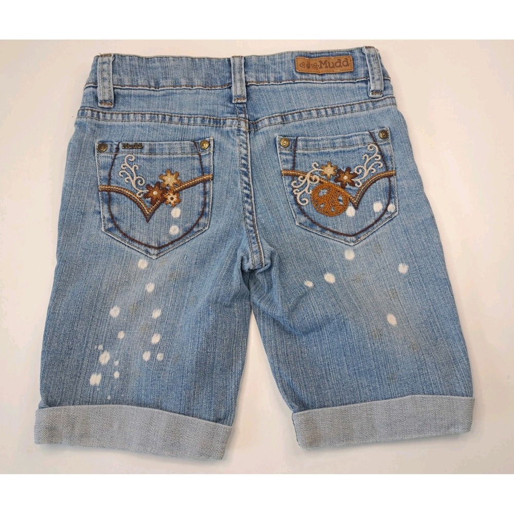Mudd Embroidered Denim Shorts Girls 8 Boho Floral‎ Feminie - Picture 5 of 7